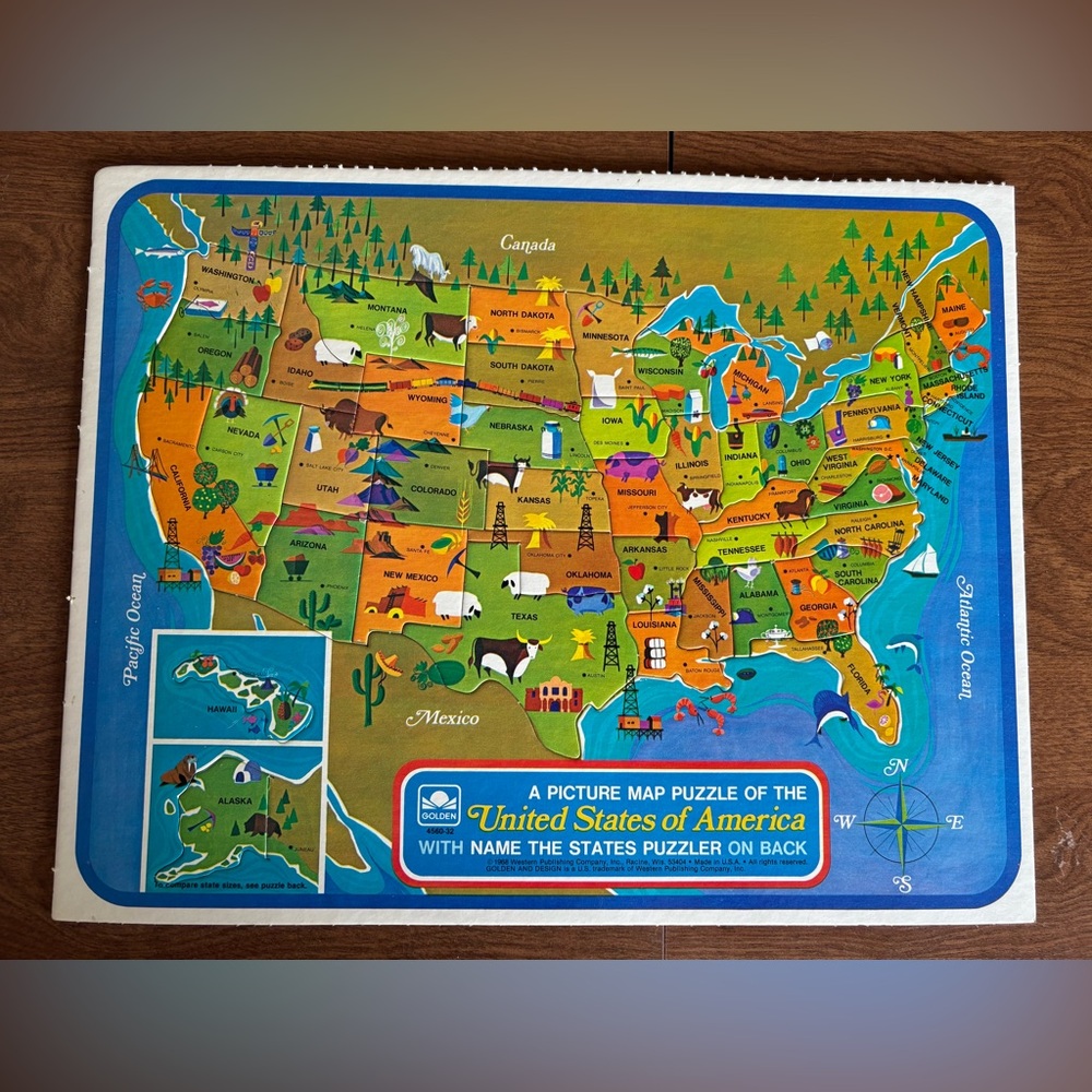 Vintage United States puzzle map